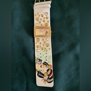 Ed Hardy Watch White Leather Strap